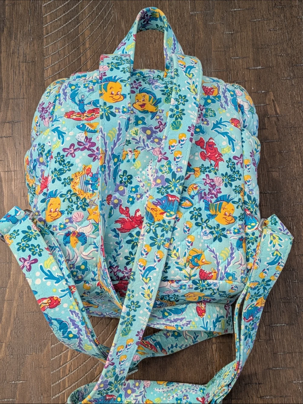Vera Bradley Little Mermaid Mini Quilted Drawstring Backpack